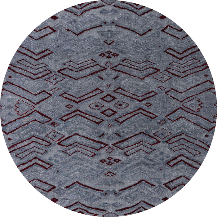 Round Abstract Slate Blue Grey Modern Rug, abs4889