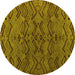 Round Abstract Yellow Modern Rug, abs4889yw