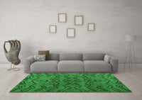 Machine Washable Abstract Green Modern Rug, wshabs4889grn