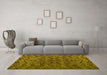 Machine Washable Abstract Yellow Modern Rug in a Living Room, wshabs4889yw