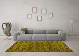 Machine Washable Abstract Yellow Modern Rug in a Living Room, wshabs4889yw