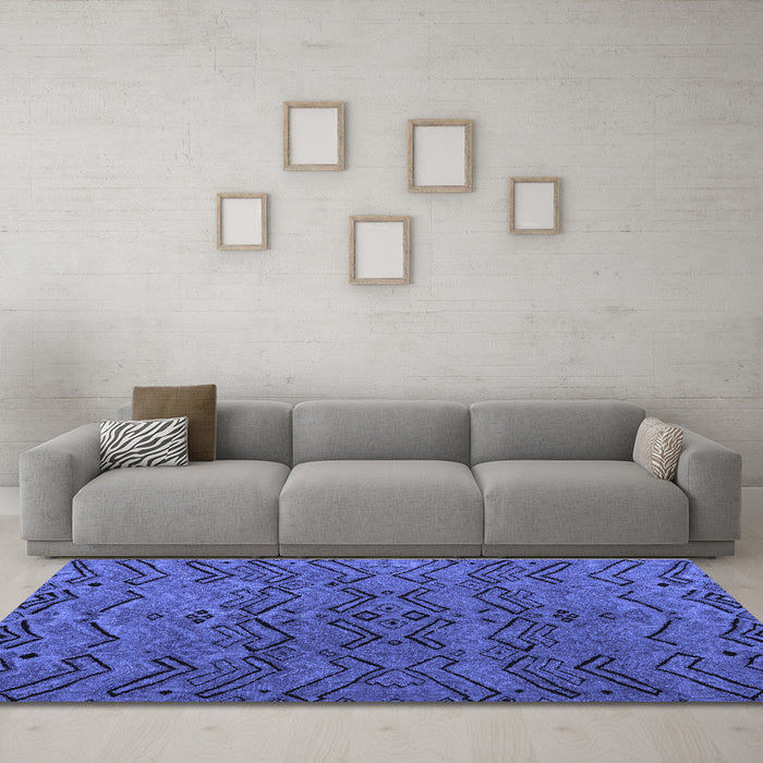 Machine Washable Abstract Blue Modern Rug in a Living Room, wshabs4889blu