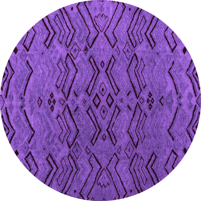 Round Machine Washable Abstract Purple Modern Area Rugs, wshabs4889pur