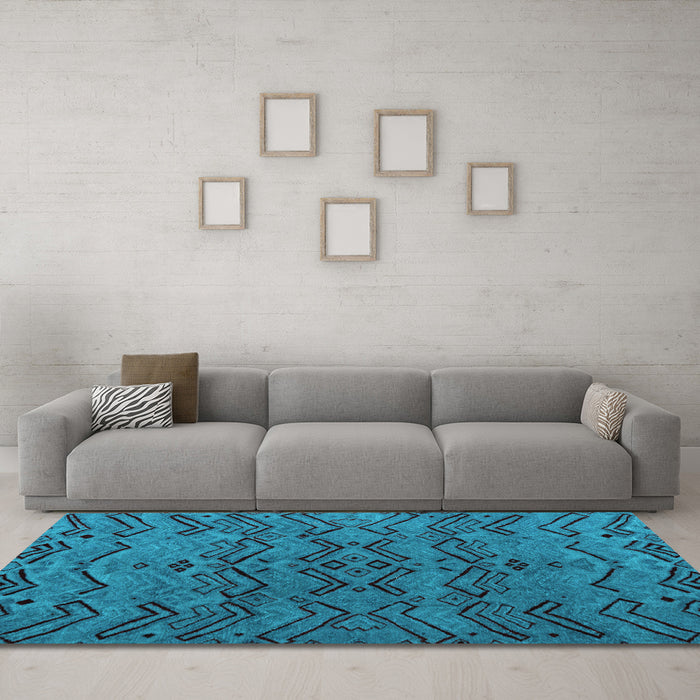 Machine Washable Abstract Light Blue Modern Rug in a Living Room, wshabs4889lblu