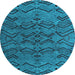 Round Abstract Light Blue Modern Rug, abs4889lblu