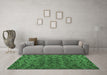 Machine Washable Abstract Emerald Green Modern Area Rugs in a Living Room,, wshabs4889emgrn