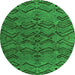 Round Abstract Green Modern Rug, abs4889grn