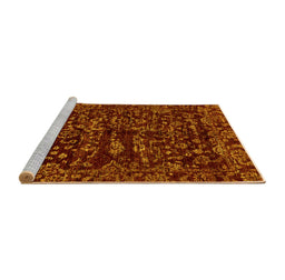 Sideview of Machine Washable Abstract Yellow Modern Rug, wshabs488yw