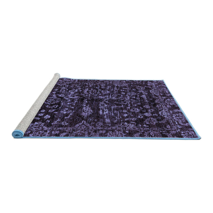 Sideview of Machine Washable Abstract Blue Modern Rug, wshabs488blu