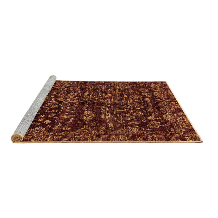 Sideview of Machine Washable Abstract Brown Modern Rug, wshabs488brn