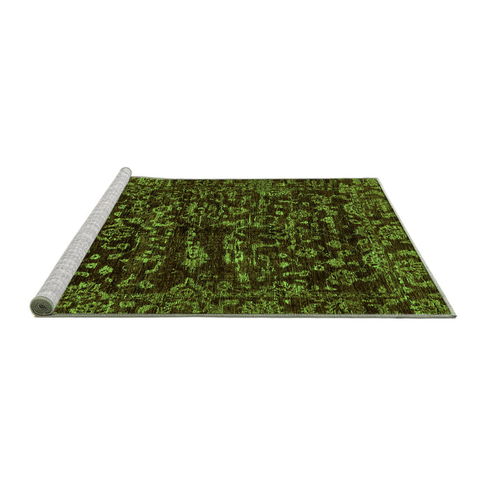 Sideview of Machine Washable Abstract Green Modern Area Rugs, wshabs488grn