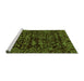 Sideview of Machine Washable Abstract Green Modern Area Rugs, wshabs488grn