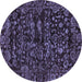 Round Abstract Blue Modern Rug, abs488blu