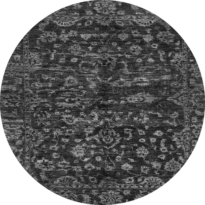 Round Machine Washable Abstract Gray Modern Rug, wshabs488gry