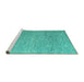 Sideview of Machine Washable Abstract Turquoise Modern Area Rugs, wshabs4890turq