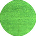 Round Abstract Green Modern Rug, abs4890grn