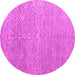 Round Machine Washable Abstract Pink Modern Rug, wshabs4890pnk