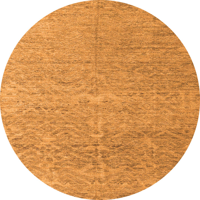 Round Machine Washable Abstract Orange Modern Area Rugs, wshabs4890org