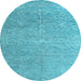 Round Abstract Light Blue Modern Rug, abs4890lblu