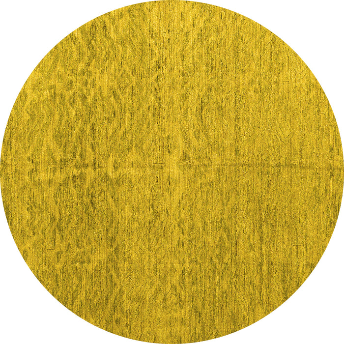 Round Machine Washable Abstract Yellow Modern Rug, wshabs4890yw