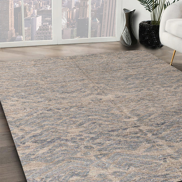 Abstract Tan Brown Modern Rug in Family Room, abs4890