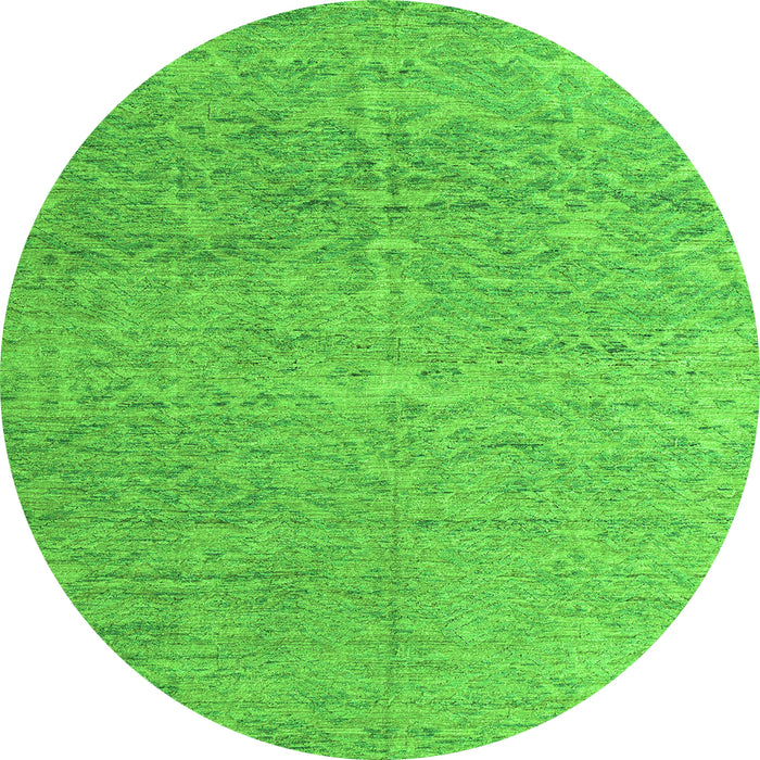 Round Machine Washable Abstract Green Modern Area Rugs, wshabs4890grn