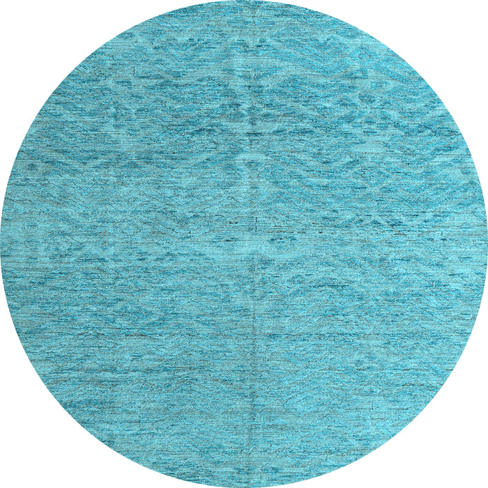 Round Machine Washable Abstract Light Blue Modern Rug, wshabs4890lblu