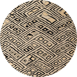 Round Abstract Brown Modern Rug, abs4891