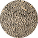 Round Abstract Brown Modern Rug, abs4891