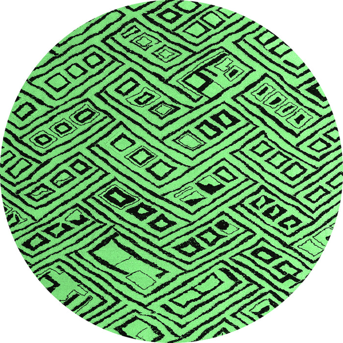 Round Abstract Emerald Green Modern Rug, abs4891emgrn