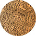 Round Machine Washable Abstract Orange Modern Area Rugs, wshabs4891org