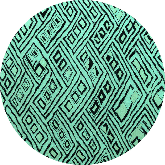 Round Machine Washable Abstract Turquoise Modern Area Rugs, wshabs4891turq