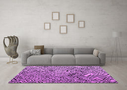 Machine Washable Abstract Purple Modern Area Rugs in a Living Room, wshabs4891pur