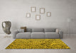 Machine Washable Abstract Yellow Modern Rug in a Living Room, wshabs4891yw