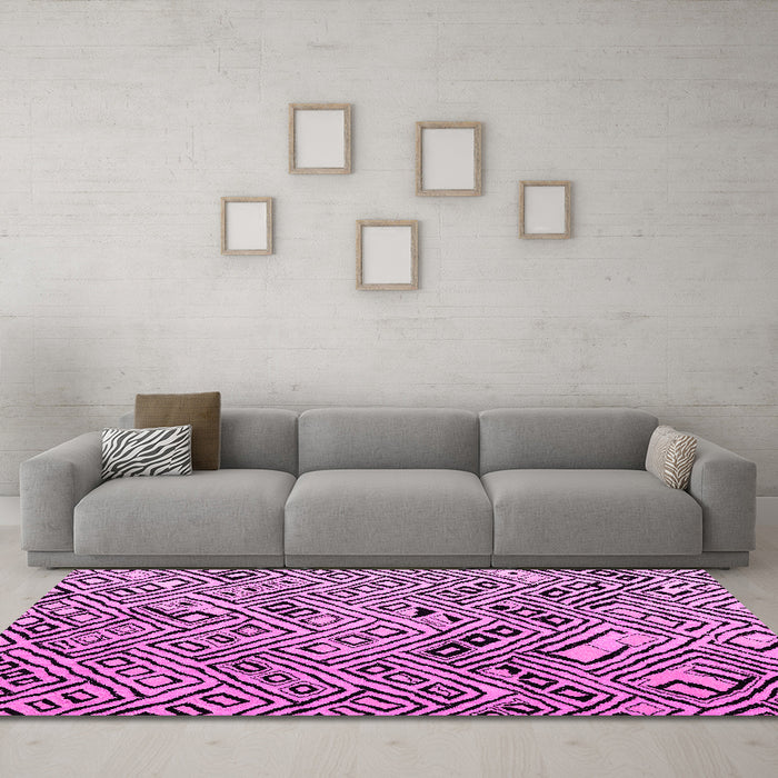 Machine Washable Abstract Pink Modern Rug in a Living Room, wshabs4891pnk