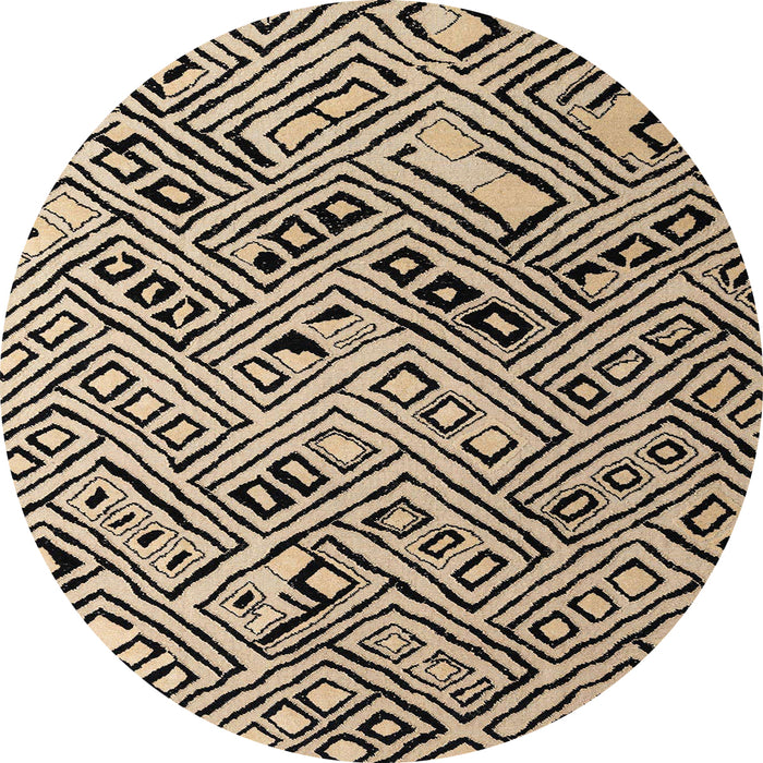 Round Machine Washable Abstract Brown Rug, wshabs4891