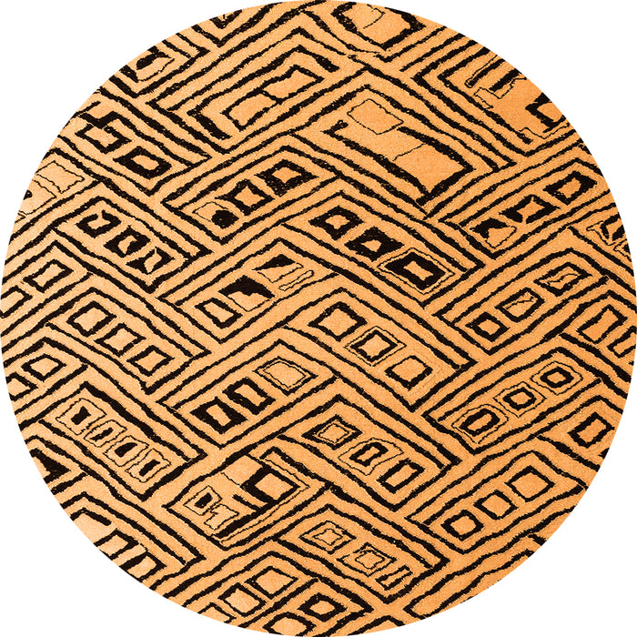 Round Abstract Orange Modern Rug, abs4891org