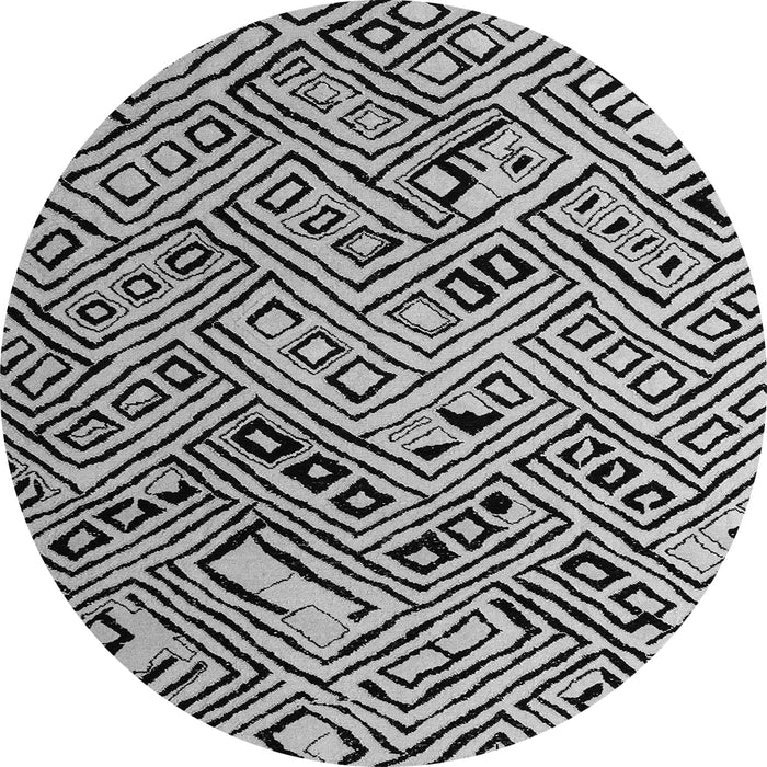 Round Abstract Gray Modern Rug, abs4891gry