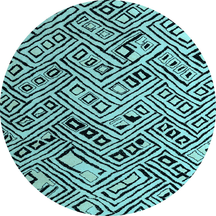 Round Machine Washable Abstract Light Blue Modern Rug, wshabs4891lblu