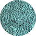 Round Machine Washable Abstract Light Blue Modern Rug, wshabs4891lblu