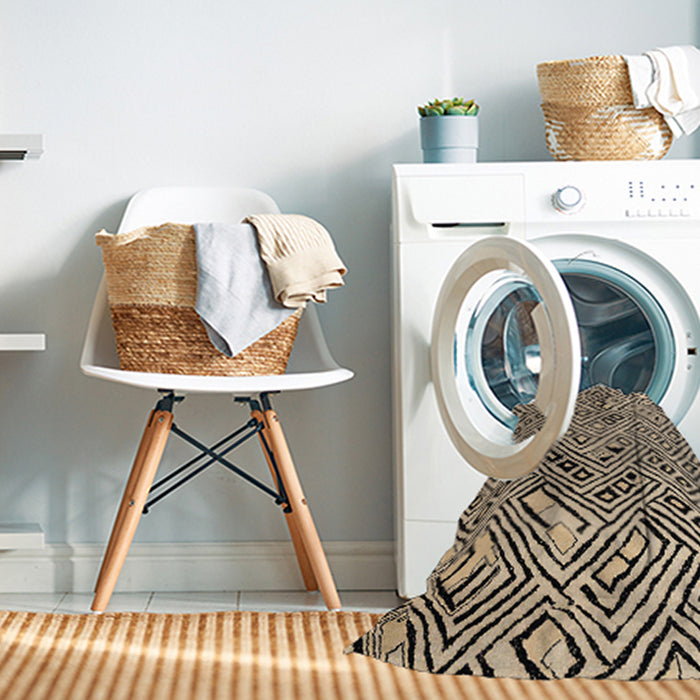 Machine Washable Abstract Brown Rug in a Washing Machine, wshabs4891