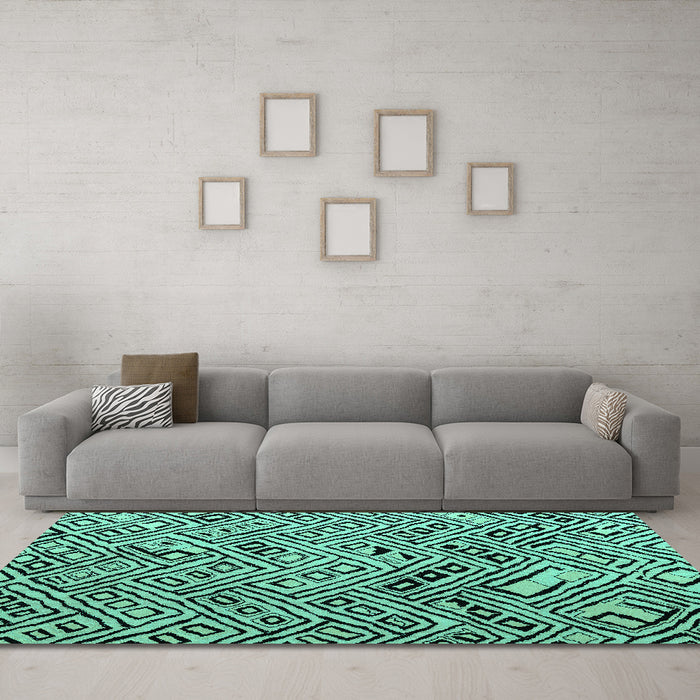 Machine Washable Abstract Turquoise Modern Area Rugs in a Living Room,, wshabs4891turq