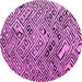 Round Machine Washable Abstract Pink Modern Rug, wshabs4891pnk