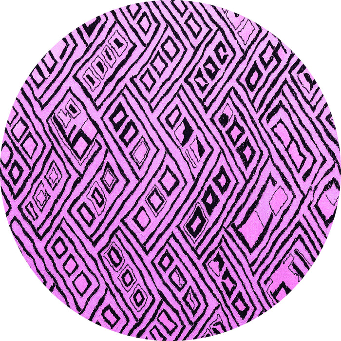 Round Machine Washable Abstract Purple Modern Area Rugs, wshabs4891pur