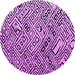 Round Machine Washable Abstract Purple Modern Area Rugs, wshabs4891pur