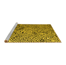 Sideview of Machine Washable Abstract Yellow Modern Rug, wshabs4891yw