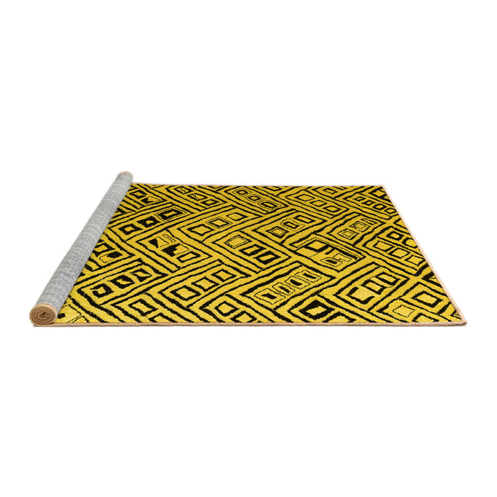 Sideview of Machine Washable Abstract Yellow Modern Rug, wshabs4891yw