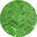 Round Machine Washable Abstract Green Modern Area Rugs, wshabs4891grn