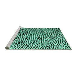 Sideview of Machine Washable Abstract Turquoise Modern Area Rugs, wshabs4891turq