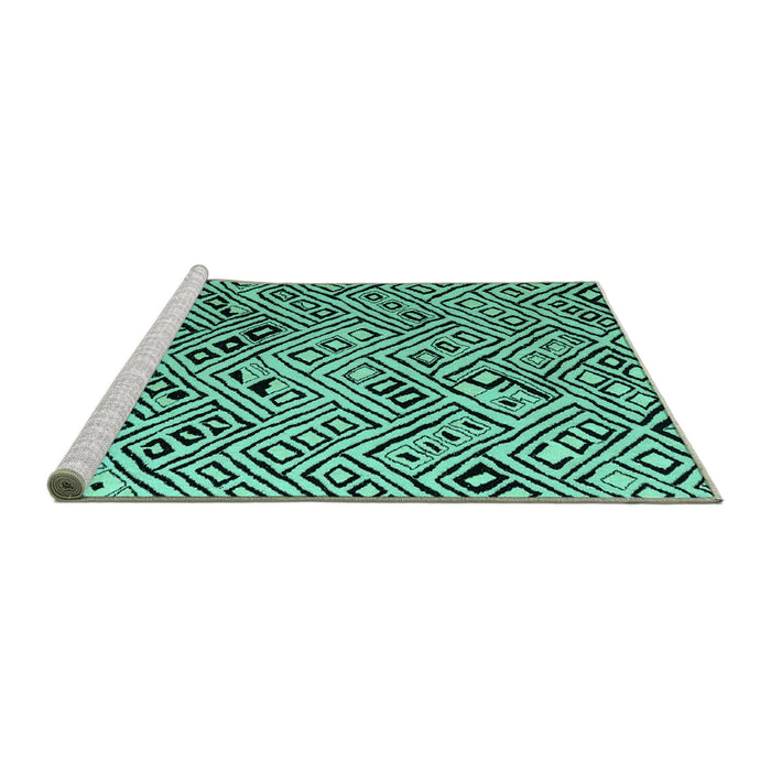 Sideview of Machine Washable Abstract Turquoise Modern Area Rugs, wshabs4891turq